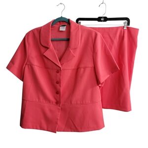 Fashion Bug Coral Skirt Set Plus Size Vintage